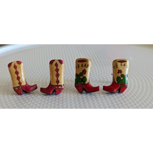 Bundle of two (2) wood cowboy boots cufflinks (Unisex) - Picture 1 of 10